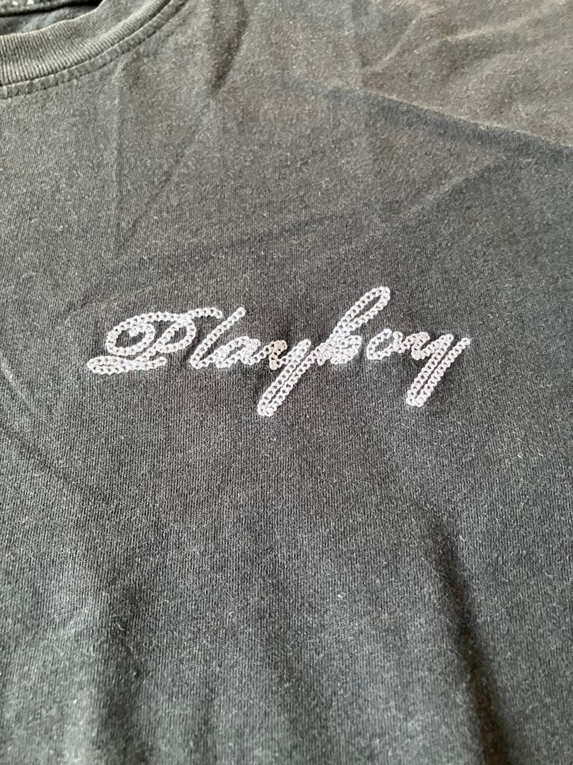 vintage 00' PLAYBOY 刺繍ステッチ S/S T フェード