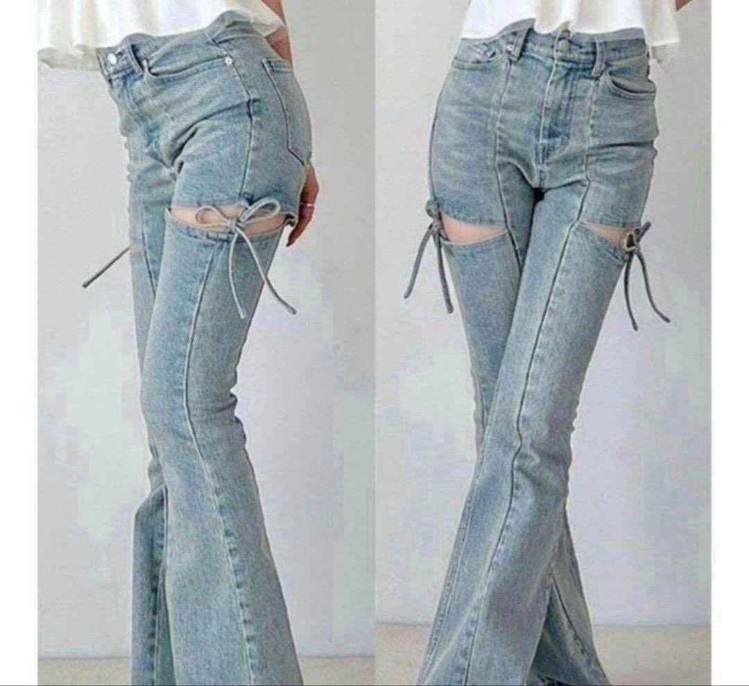 RESEXXY カットアウトリボンデニムパンツ　Sサイズ