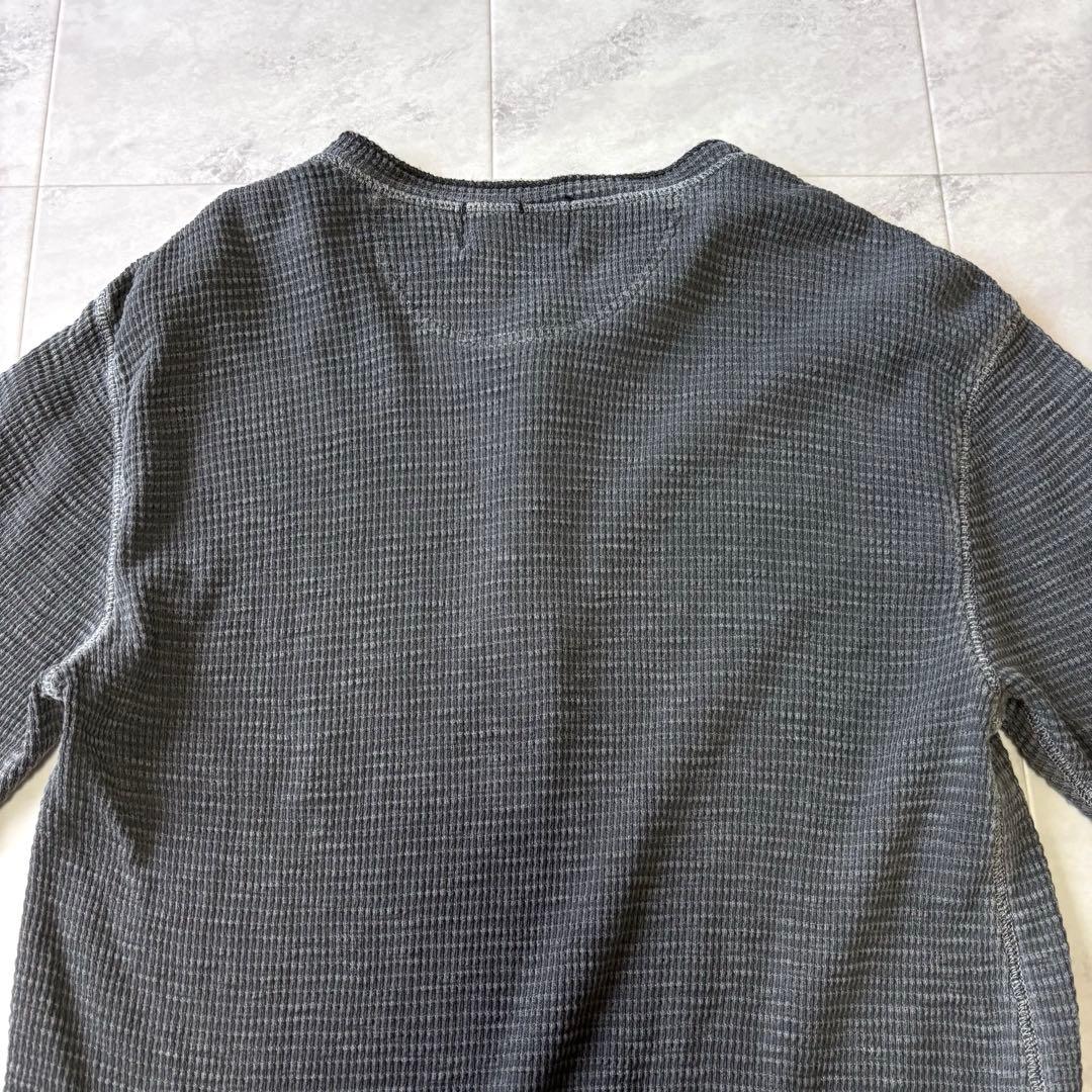 【美品】RRL サーマルTシャツ ヘンリーネック 猫目ボタン フェードブラック