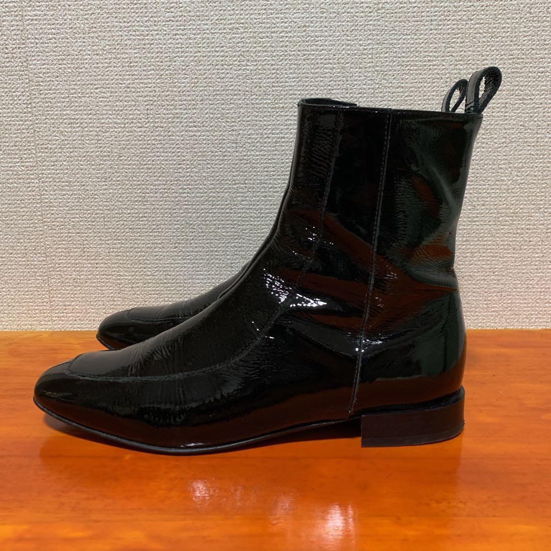 ❀美品 ファビオルスコーニ 23.5cm 37 黒 ブラック エナメル ブーツ