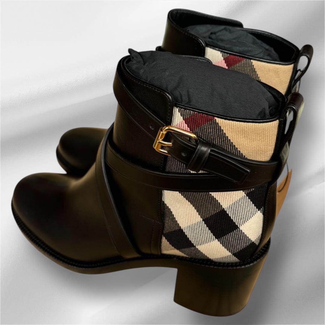 正規品 鑑定済み 新品未使用 Burberry チェック ブーツ 24.5cm