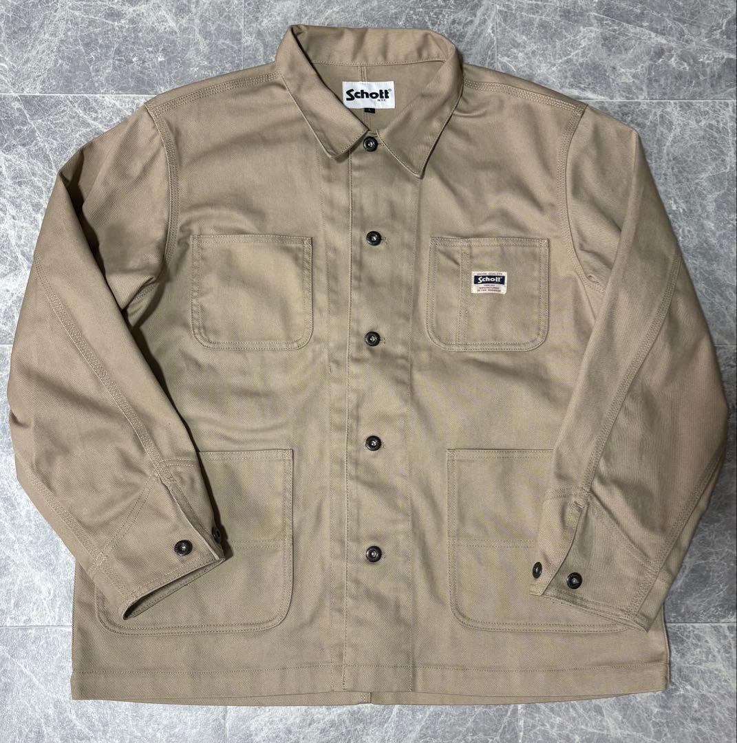 Schott TC ワークカバーオール ベージュ Lサイズ ツイルジャケット