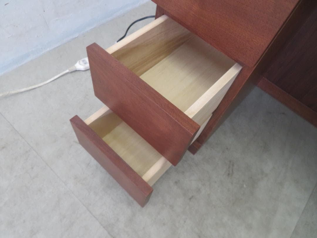美品■関本家具■ウォールナット■プリマ■三面鏡ドレッサー/椅子付き■女優ミラー