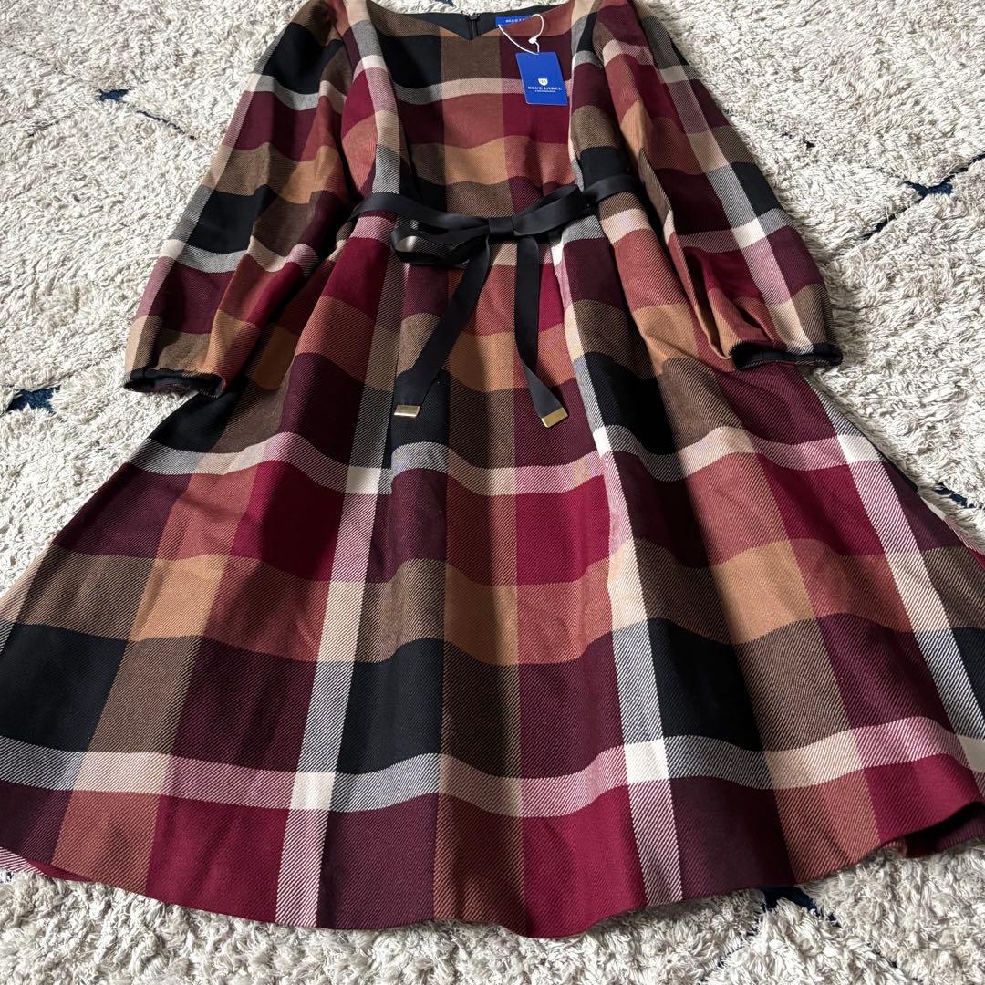 【タグ付き✨】ブルーレーベルクレストブリッジ　チェックワンピース　リボン　36