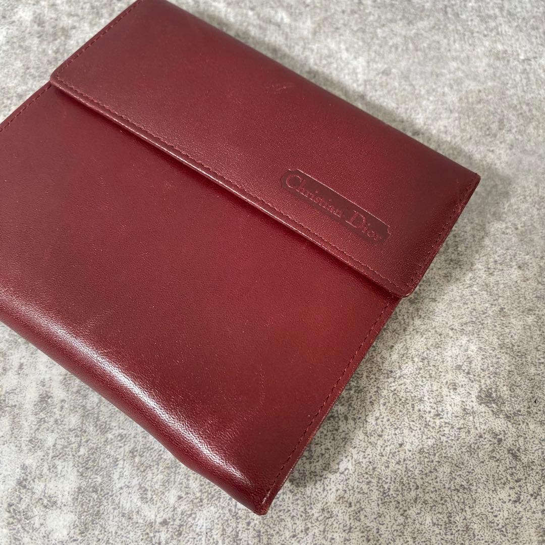 DIOR ディオール　折り財布　がま口　レザー　コンパクト　レッド　ヴィンテージ