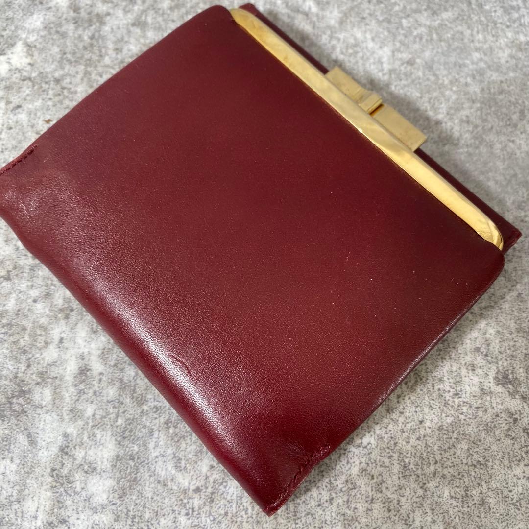 DIOR ディオール　折り財布　がま口　レザー　コンパクト　レッド　ヴィンテージ