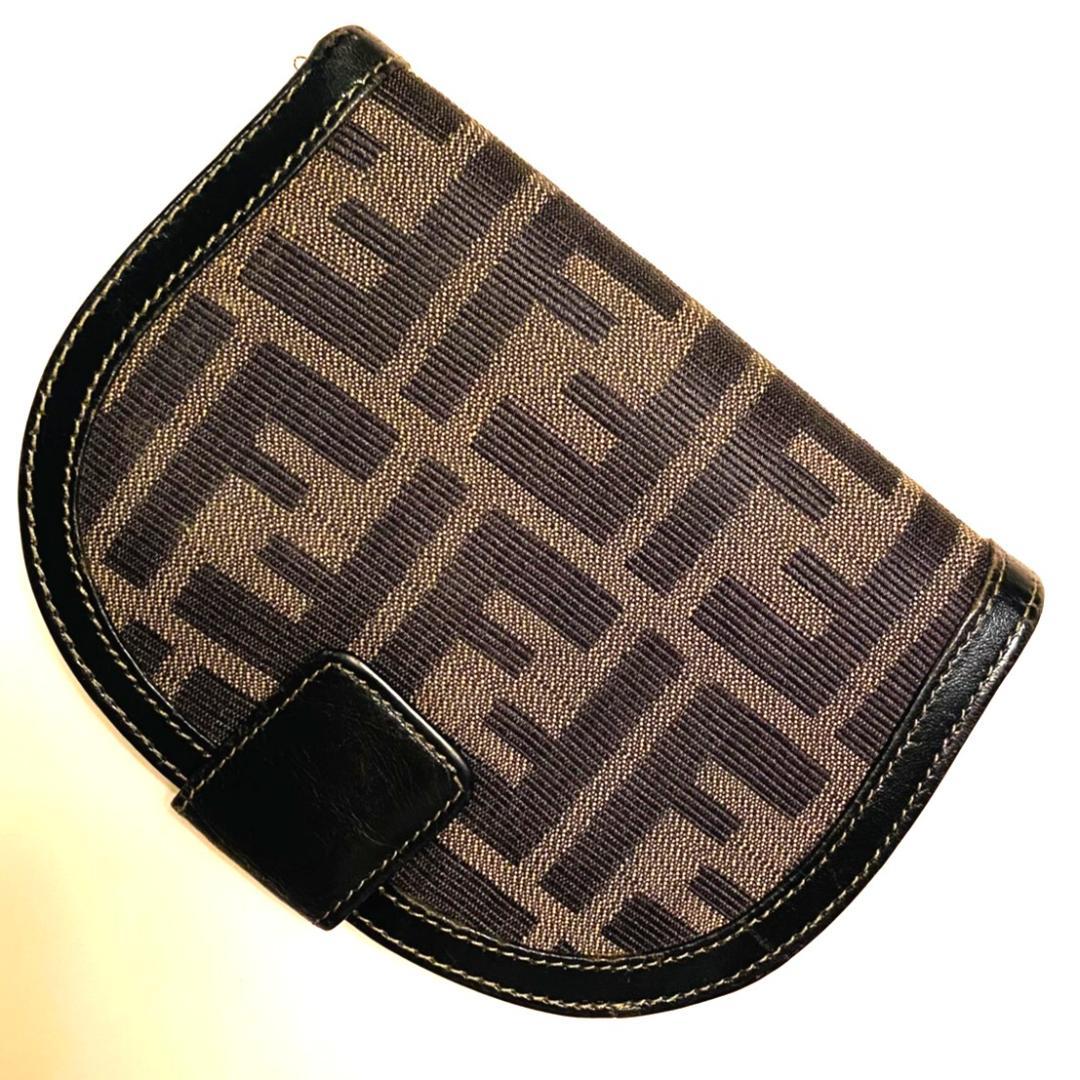 FENDI フェンディ 二つ折り 財布 ズッカ ブラウン