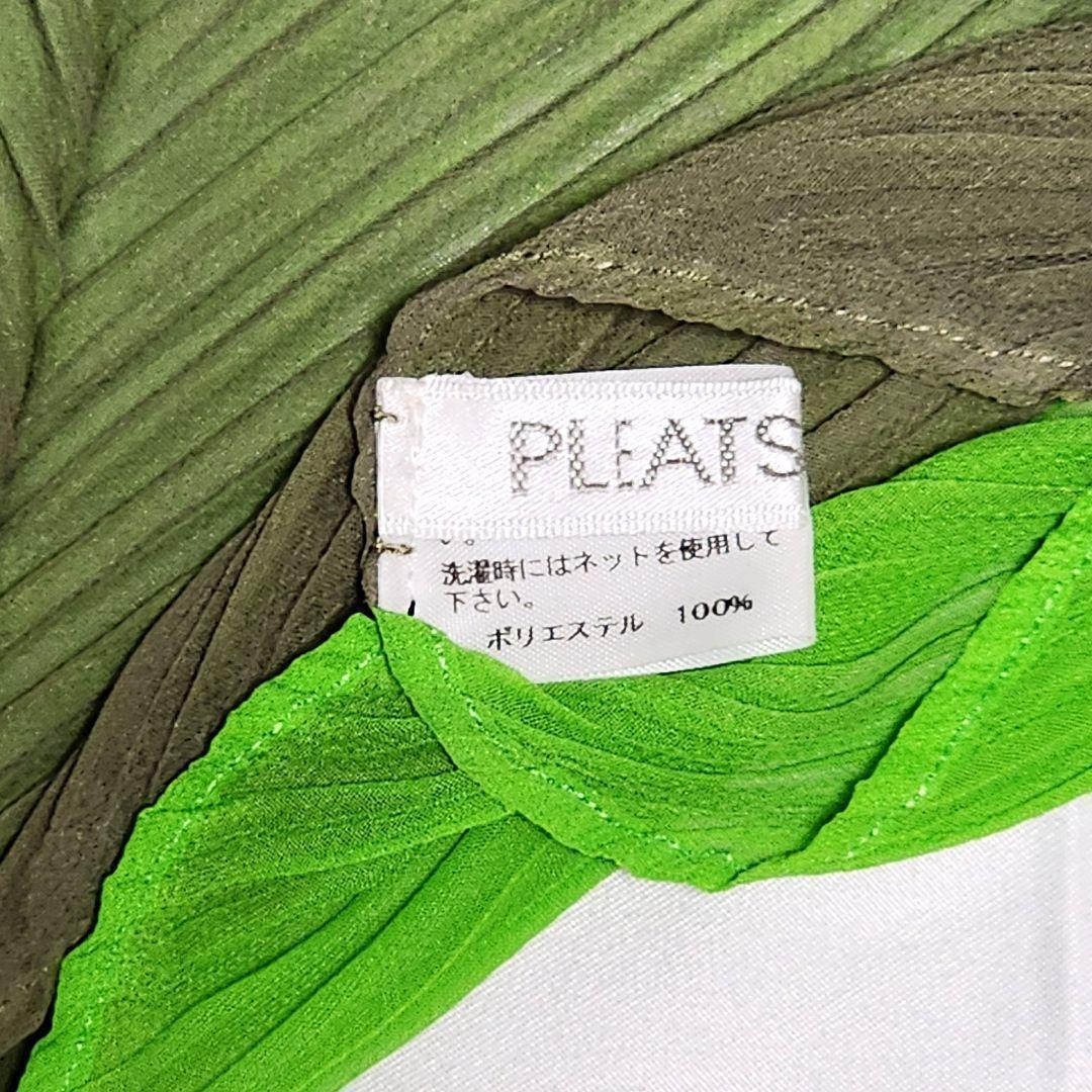 美品 PLEATS PLEASE プリーツプリーズ ストール シフォン グリーン