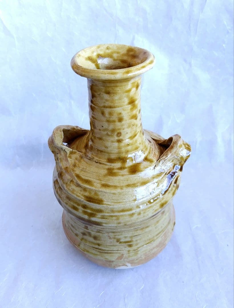 黄瀬戸耳付砧形花入 (未使用 新品同様)