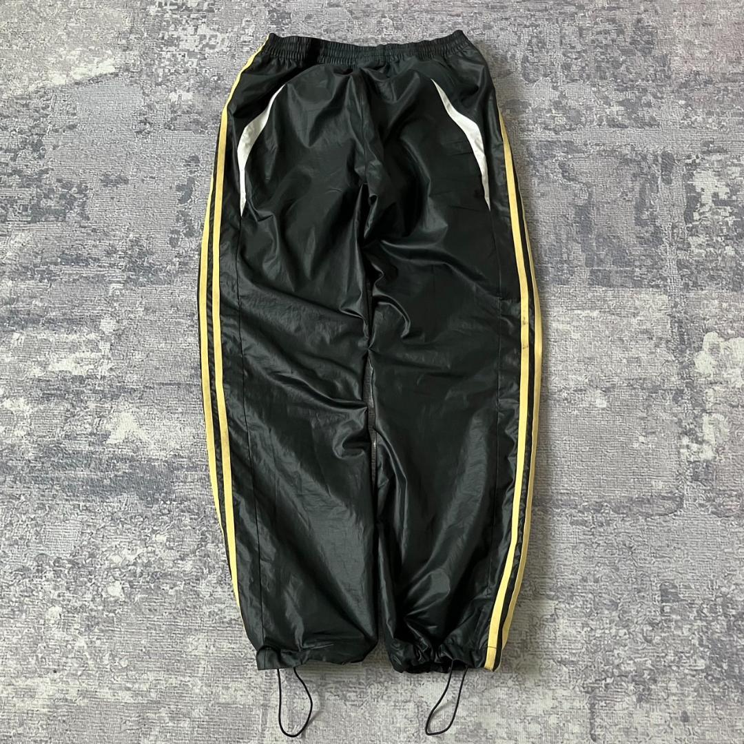 【00S】アディダス トラックパンツ ドローコード Y2K テック 黒 金 L