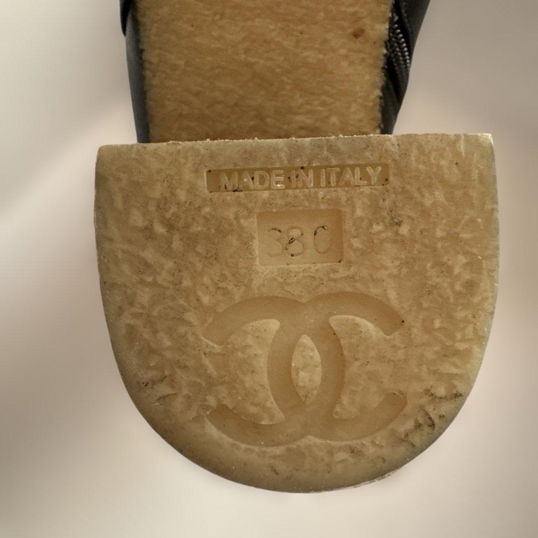 CHANEL ブラックレザーブーツ ヒール8cm