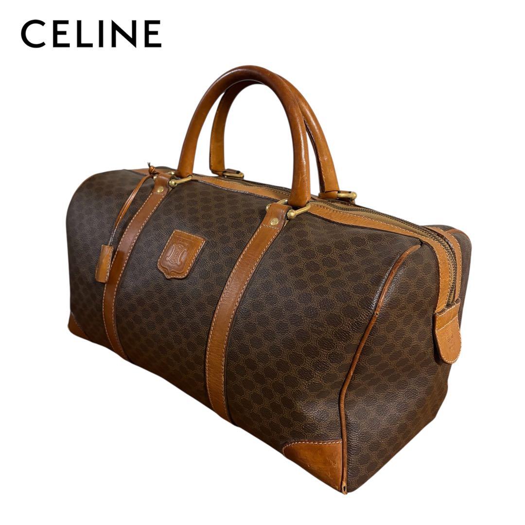 CELINE セリーヌ マカダム柄　ボストンバッグ 南京錠 レザー