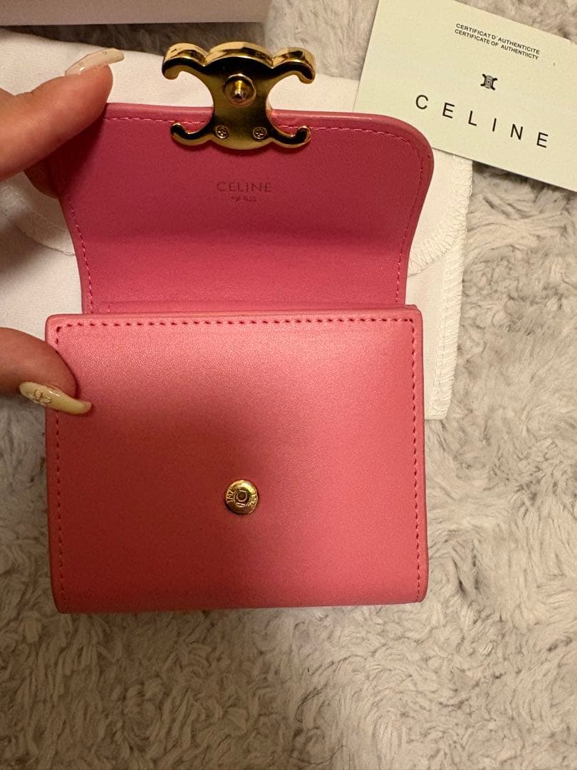 CELINE ピンクレザー 三つ折り財布