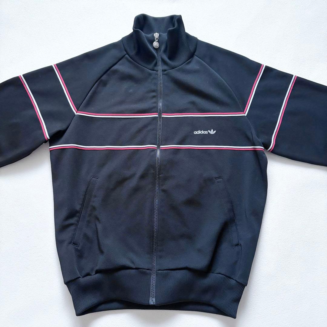 アディダス80s 西ドイツデサント製トラックジャケット黒色Ｍ