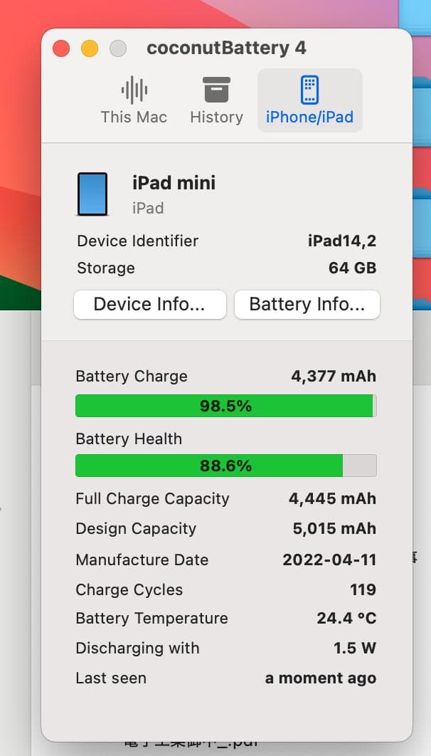 h*8様 【充電119回・良】Apple iPad mini 第6世代 64GB