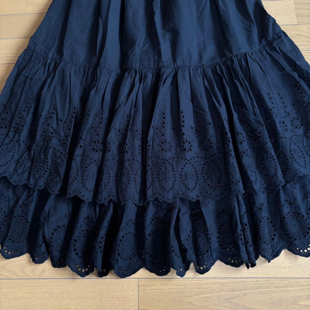 SINME コットンレーススカート フレアスカート ブラック
