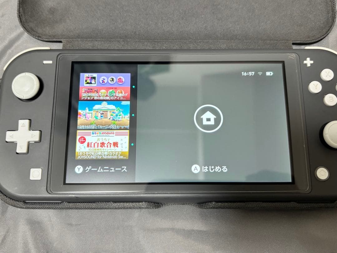 ニンテンドースイッチライト　グレー 本体（保護ガラス付）　ケース付16GB付き