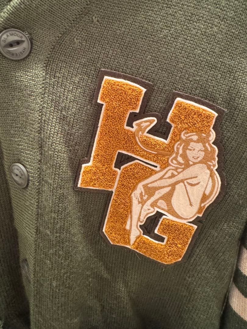 HYSTERIC GLAMOUR SEE NO EVIL刺繍レタードカーディガン