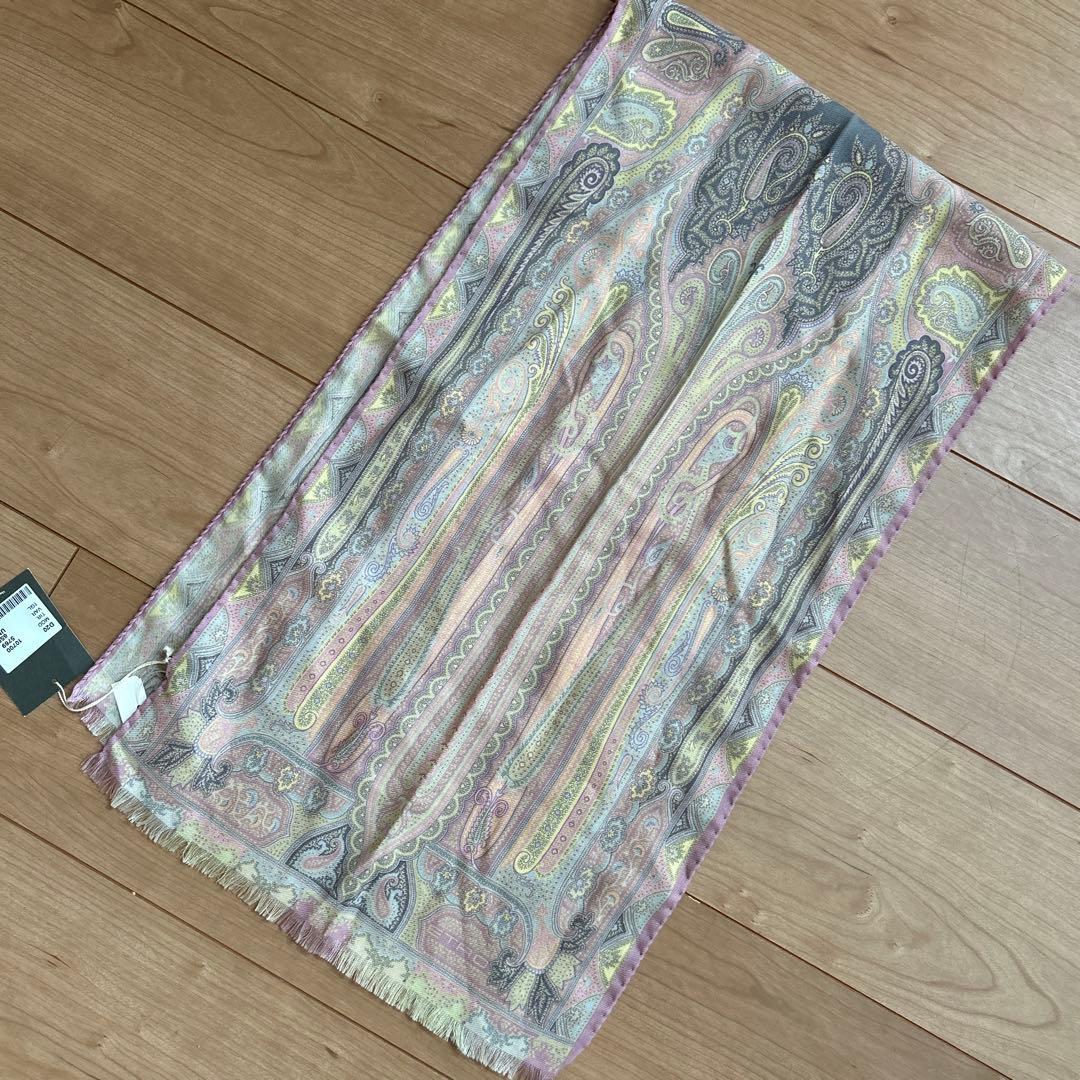 新品！　エトロ　ウールシルクストール　ペイズリー　春色