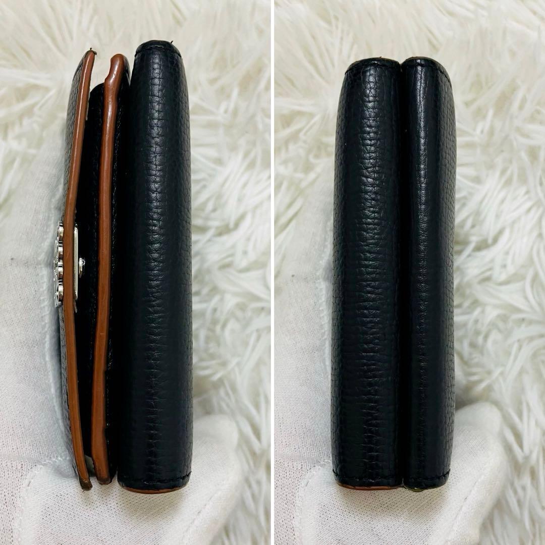 極美✨ロエベ 三つ折り財布 トライフォールド アナグラム レザー 黒