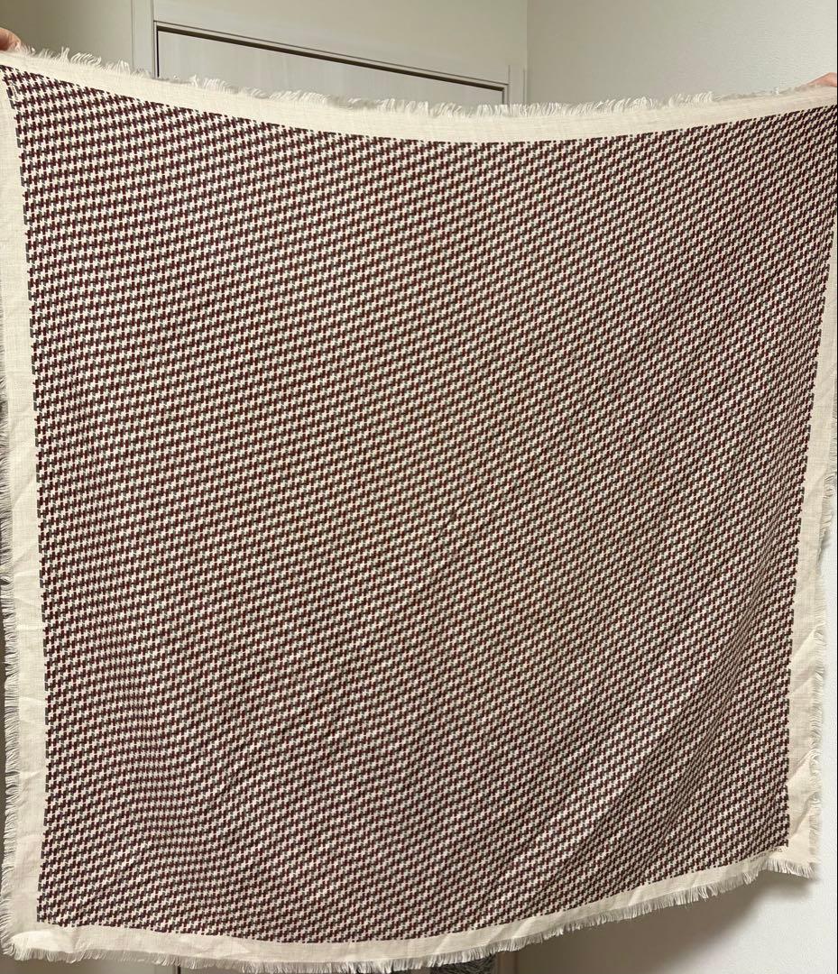 エルメス カシミヤ×シルク ストール 千鳥柄 100cm 正方形 仏製