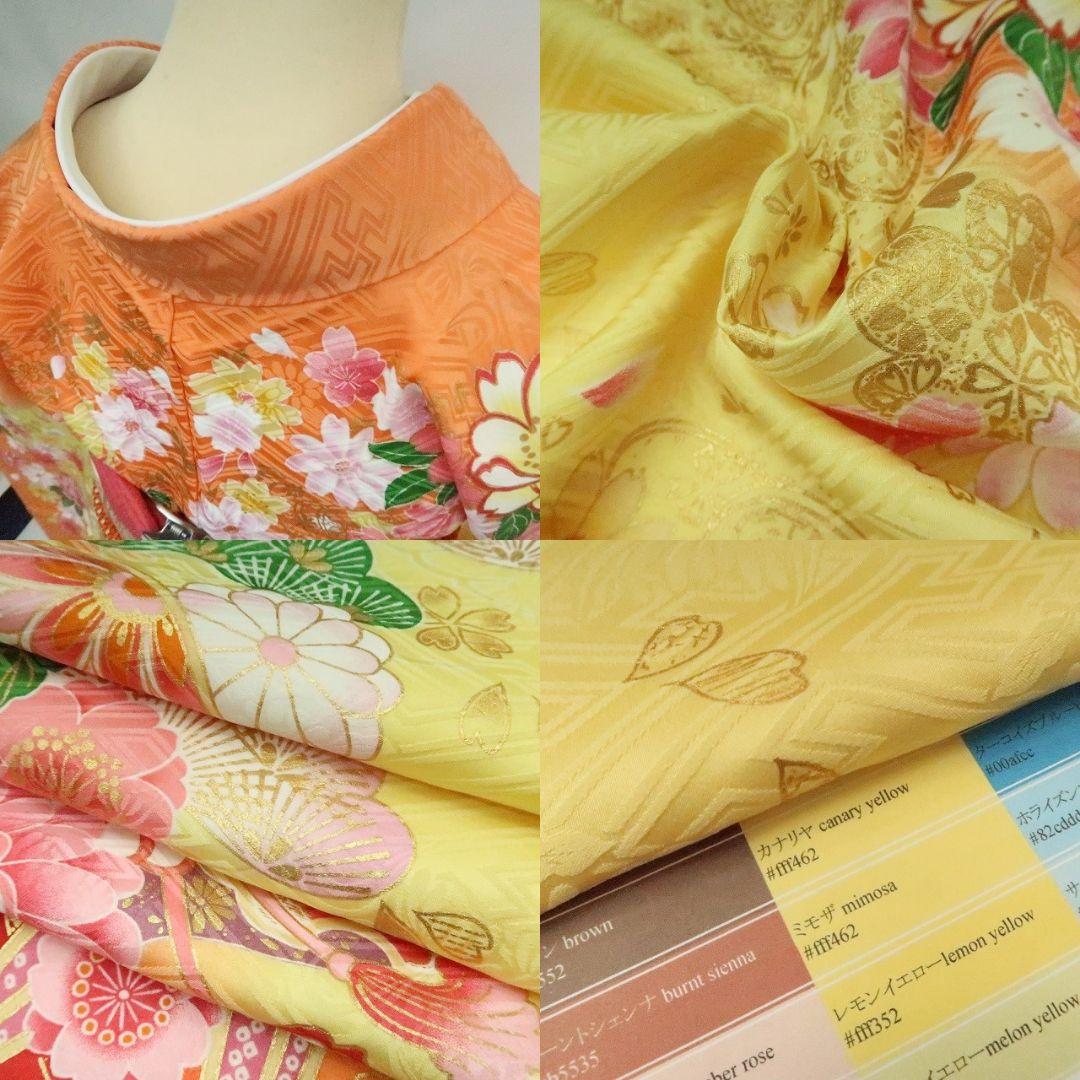 ｍ2218＊美品 正絹 刺繍 牡丹 鞠 菊 ワイドサイズ 成人式 振袖単品