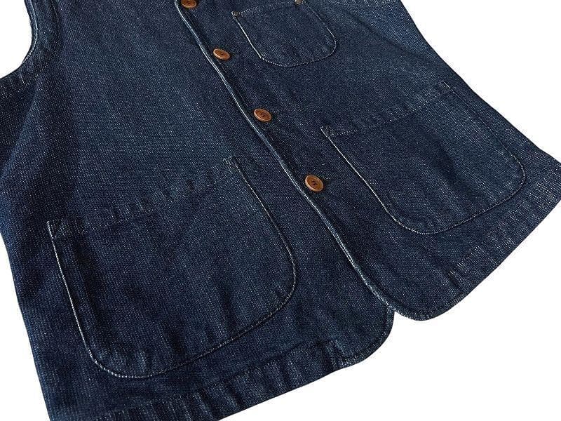 美品 20AW 桃太郎ジーンズ インディゴ ピケ ショールカラー ベスト 40