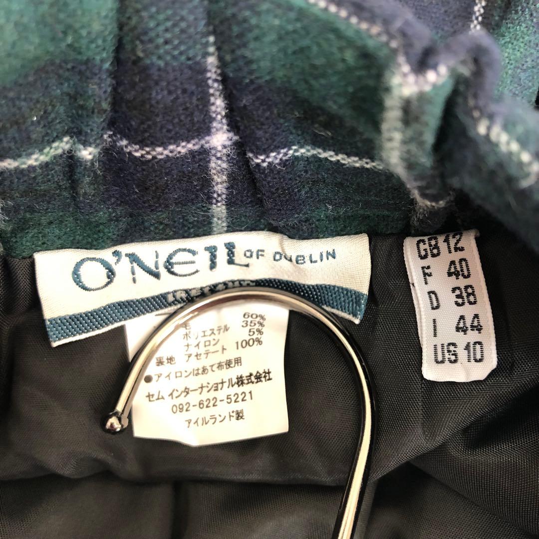O’NEIL of DUBLIN ウールブレンド タック チェックロングスカート