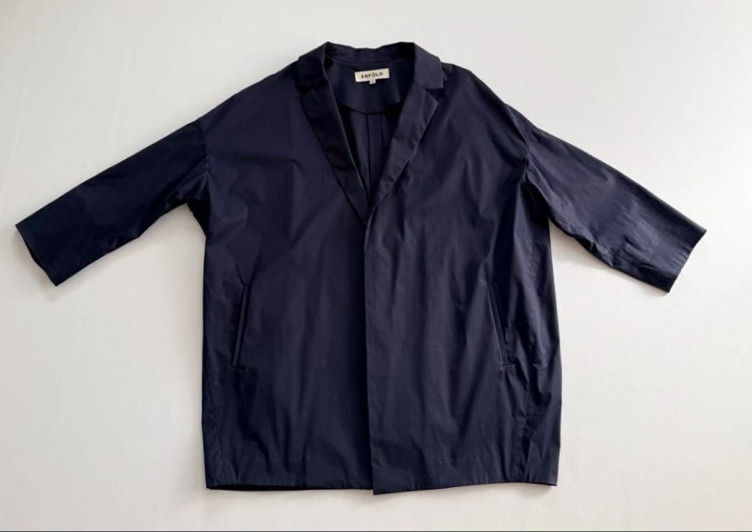 希少✨4.4万円✨エンフォルド　コクーンチェスターコート　ワイドゆったり　紺　M