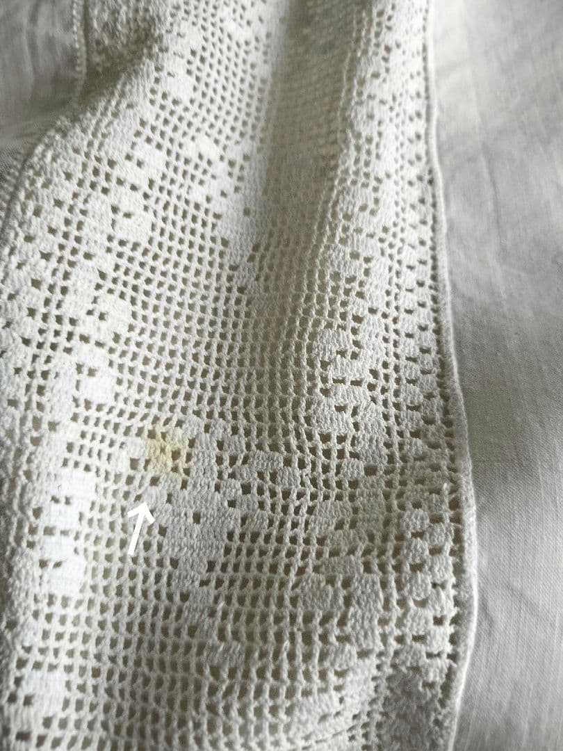 英国　Vintage　whiteクロッシュレース　テーブルクロス