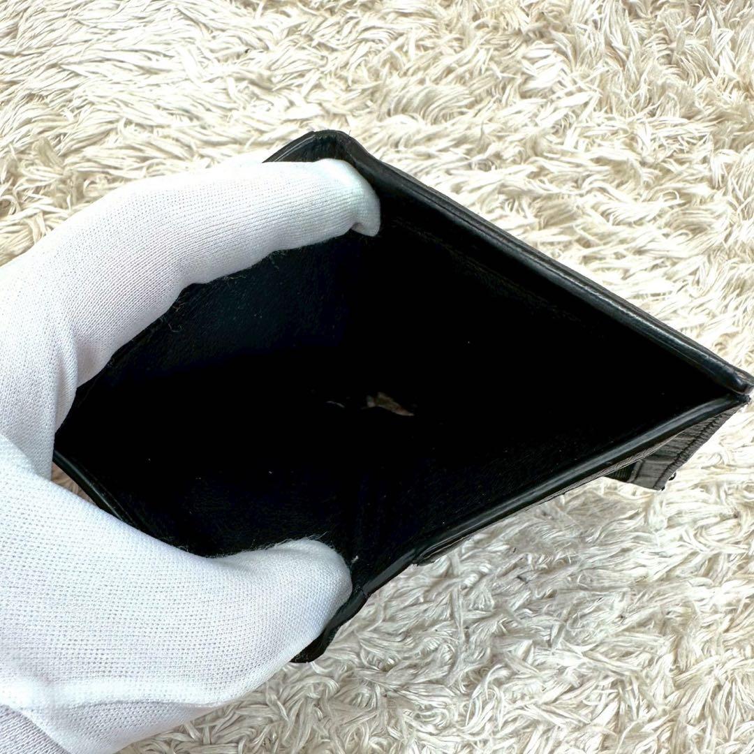 【美品】サンローラン 二つ折り財布 ブラック クロコ YSL レディース
