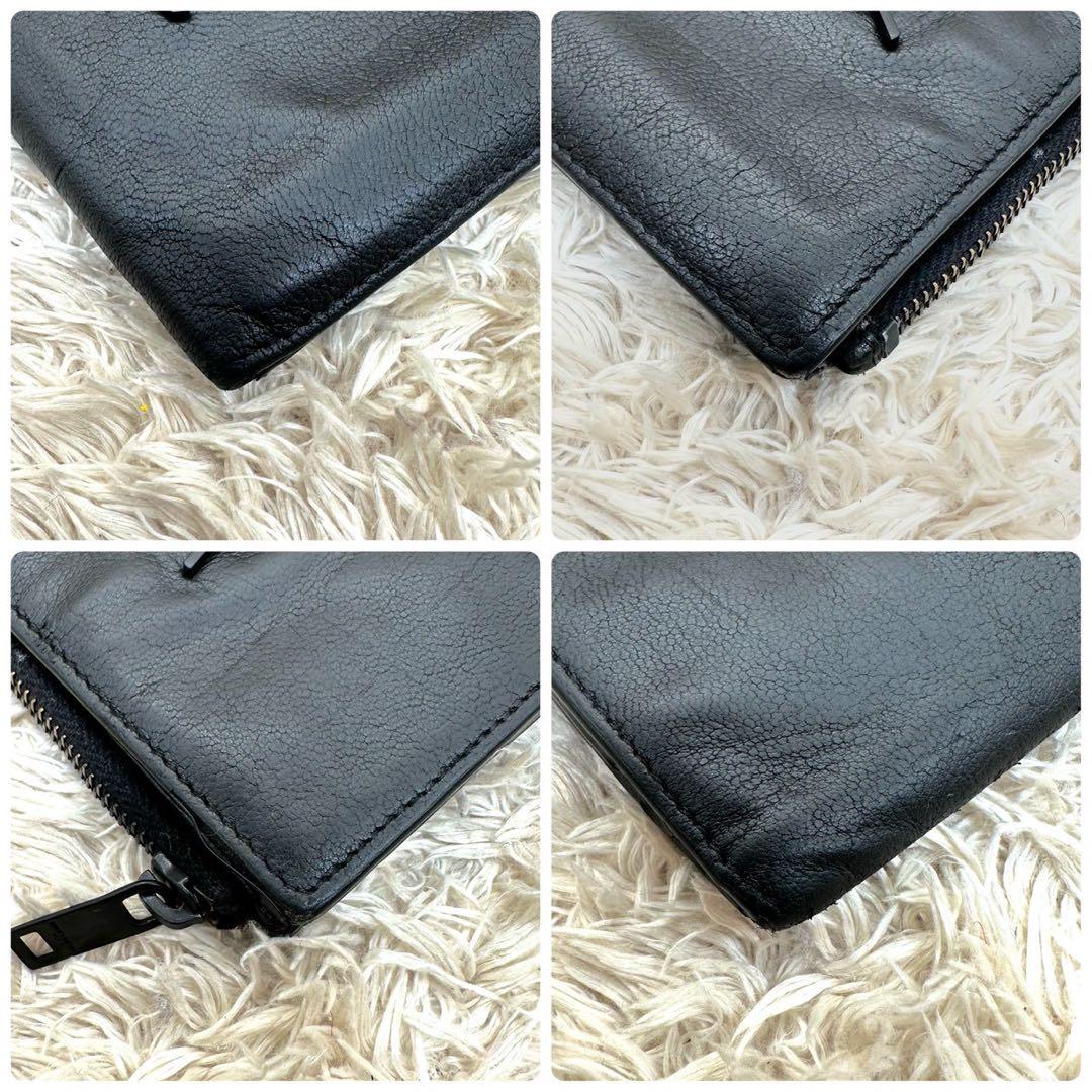 【美品】サンローラン 二つ折り財布 ブラック クロコ YSL レディース