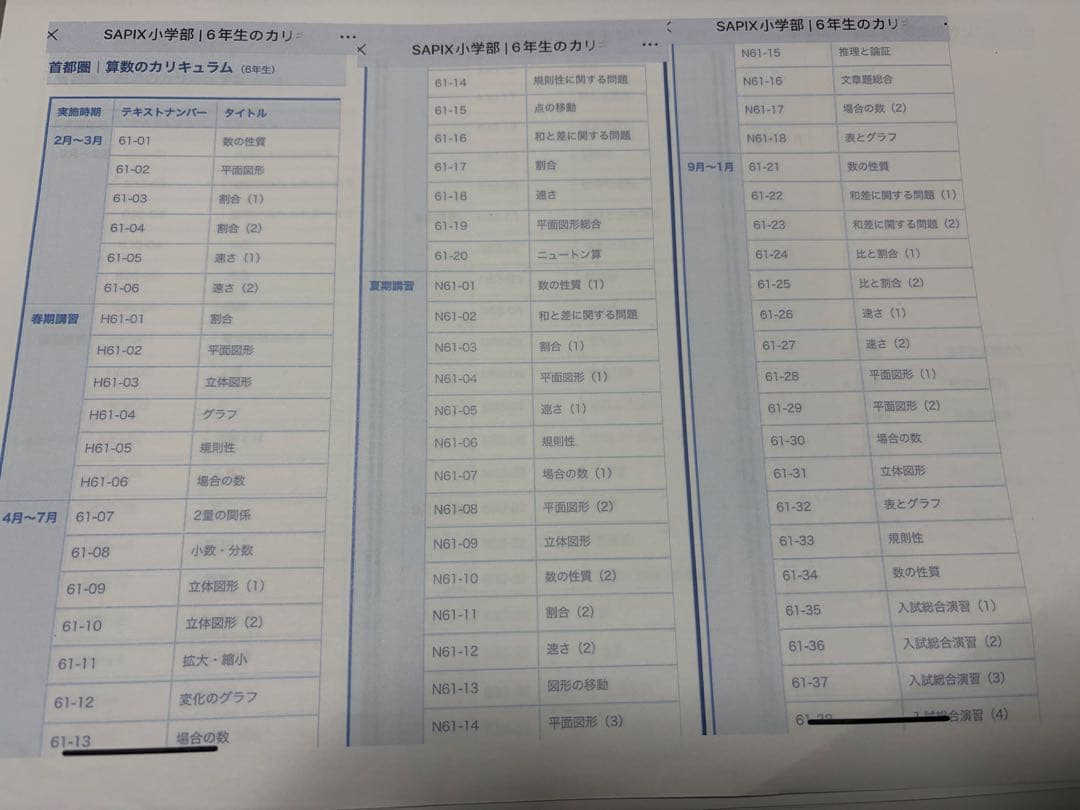 サピックス　小学6年生　算数・国語・理科・社会　　一年分　まとめ売り