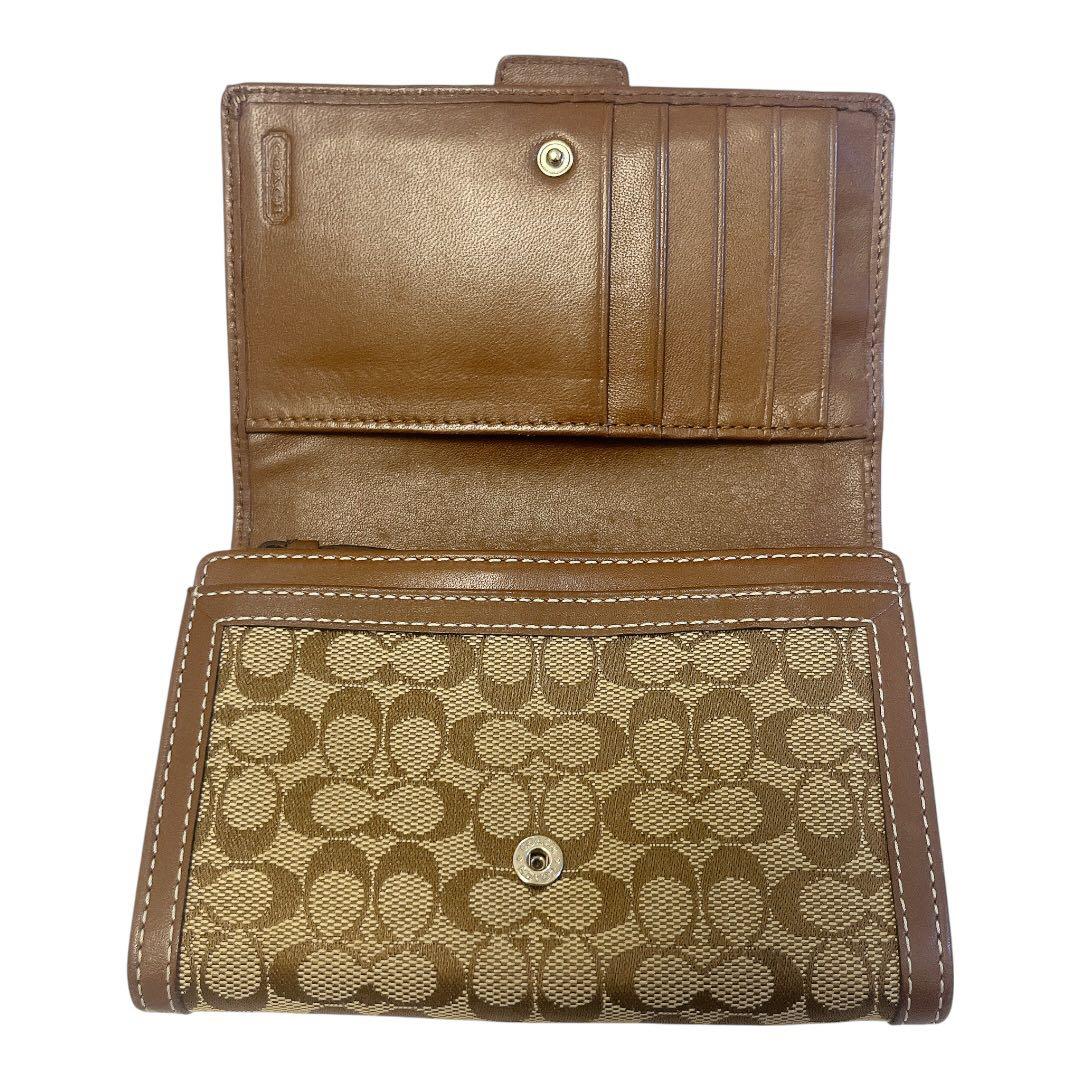 【美品】COACH SOHO ソーホー 二つ折り財布 シグネチャー 茶系 レザー