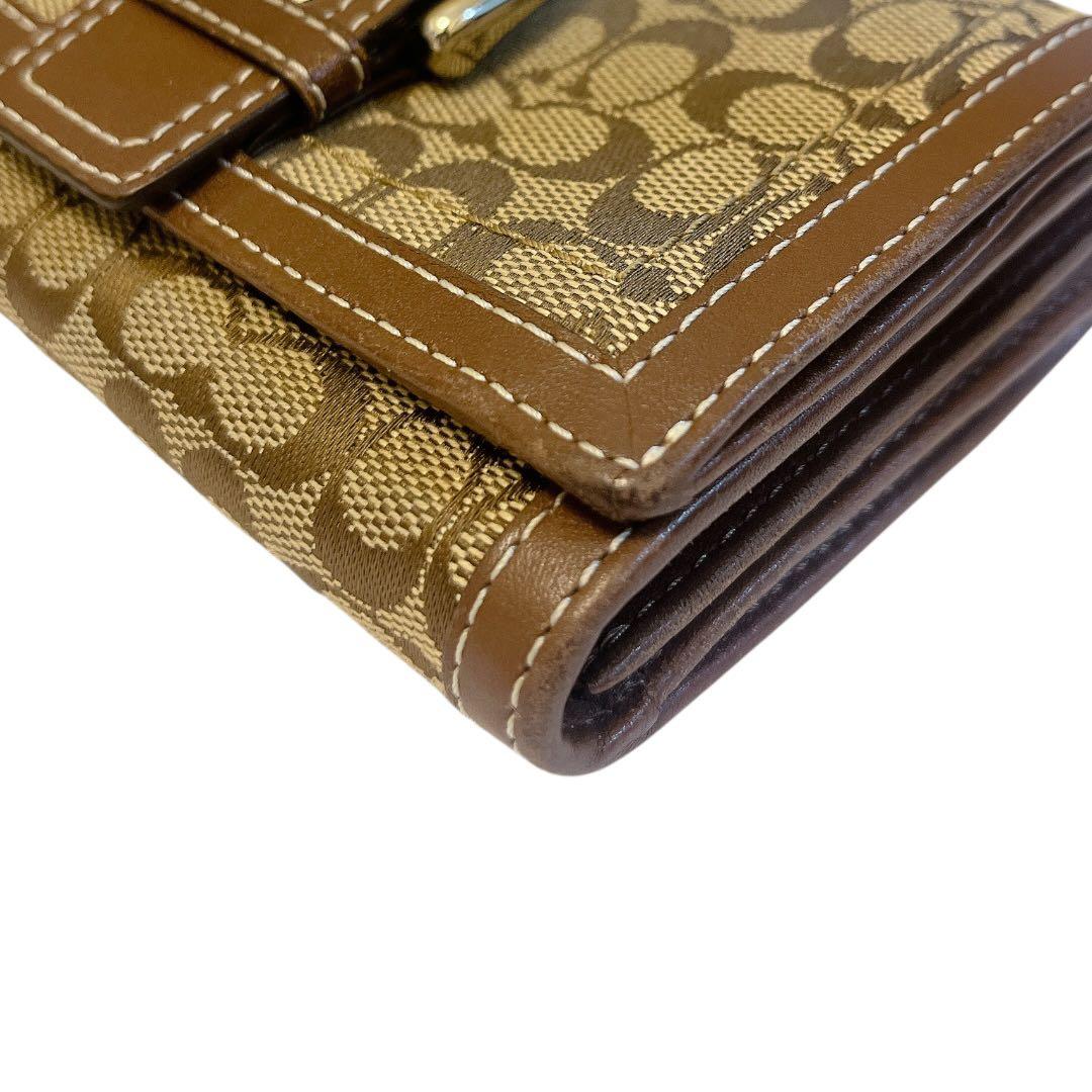 【美品】COACH SOHO ソーホー 二つ折り財布 シグネチャー 茶系 レザー