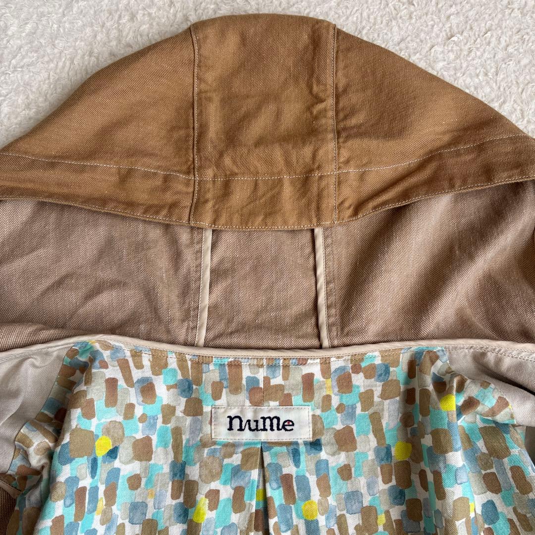 美品 ヌメ nume パラスパレス 24SS リネンコットンフード付きコート 3