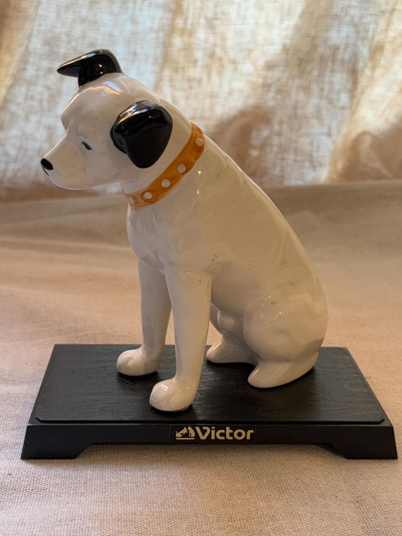 当時物 Victor ビクター犬 ニッパー 犬の置物 陶器製 台付