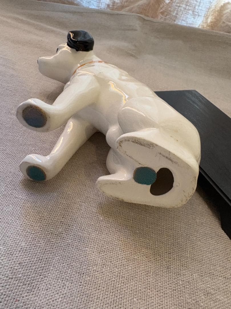 当時物 Victor ビクター犬 ニッパー 犬の置物 陶器製 台付