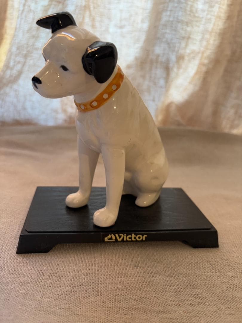当時物 Victor ビクター犬 ニッパー 犬の置物 陶器製 台付