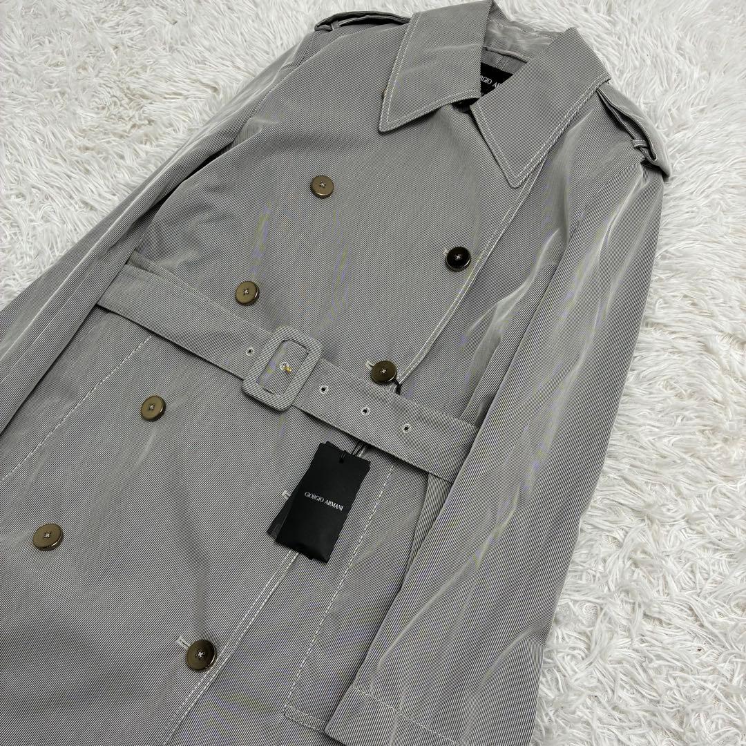 【新品】GIORGIO ARMANI ストライプ トレンチコート 38 タグ付