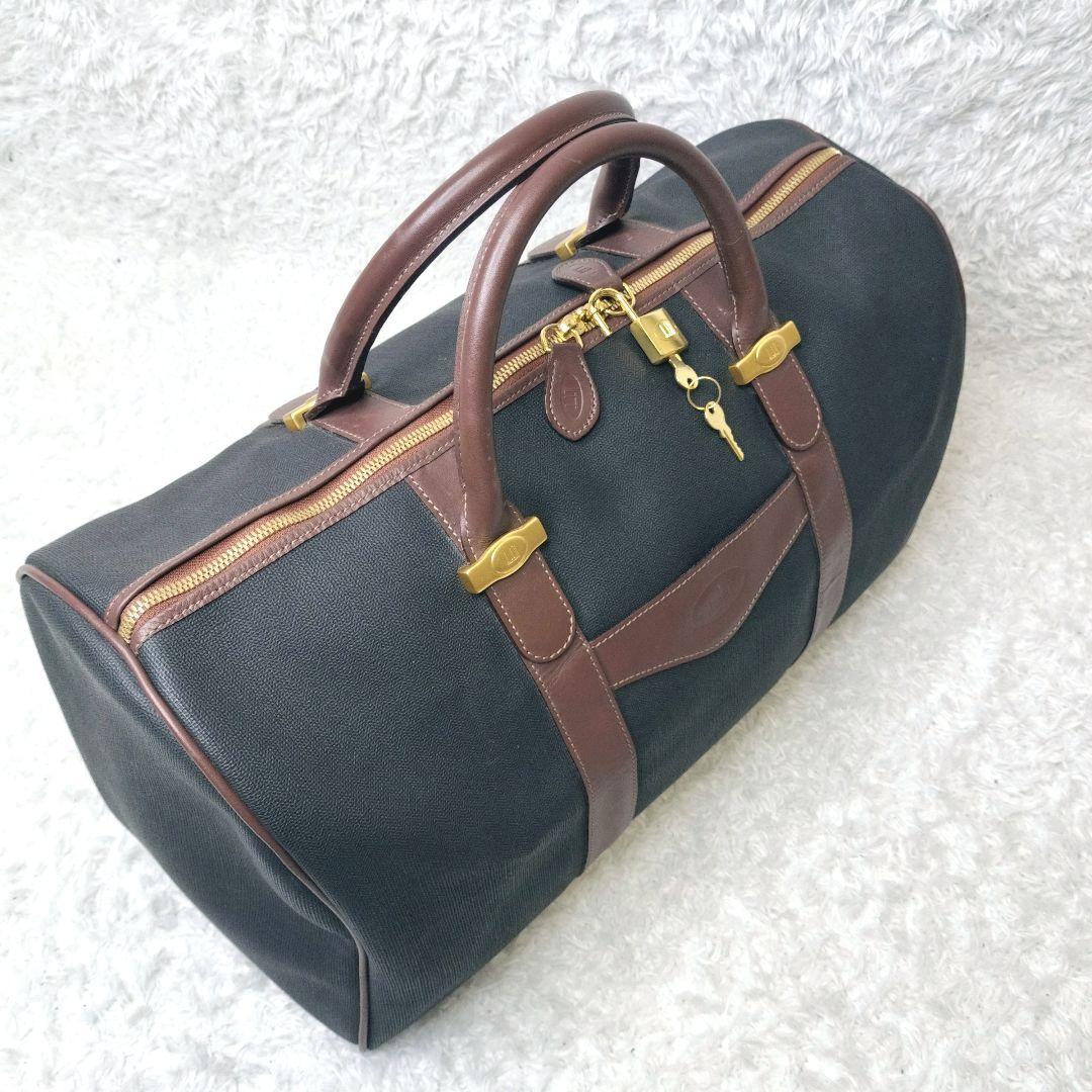 dunhill　ダンヒル　ボストンバッグ　ロゴ PVC　レザー　金具　南京錠