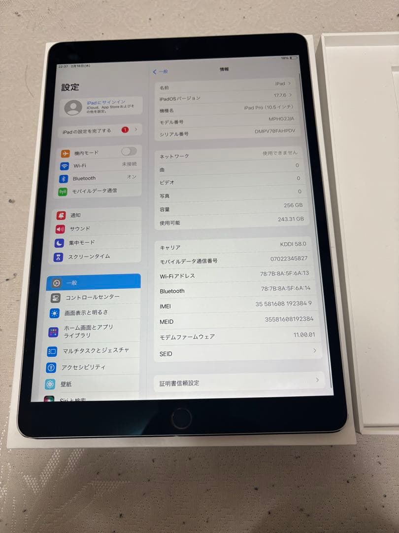 ぞ*び様 Apple iPad Pro (10.5インチ)本体 256GBバッテ