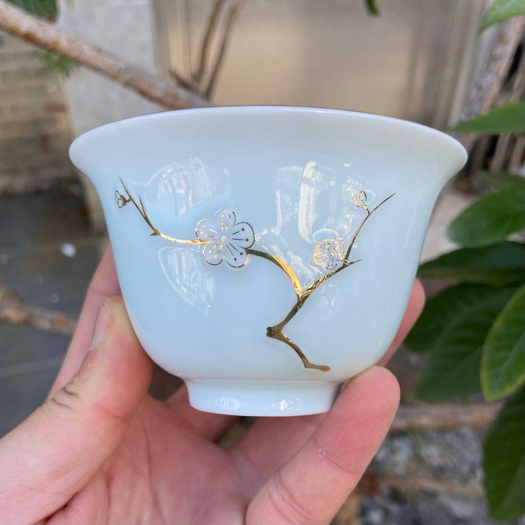中国茶器 梅花三才蓋碗 茶器 茶道具 煎茶器 新品未使用