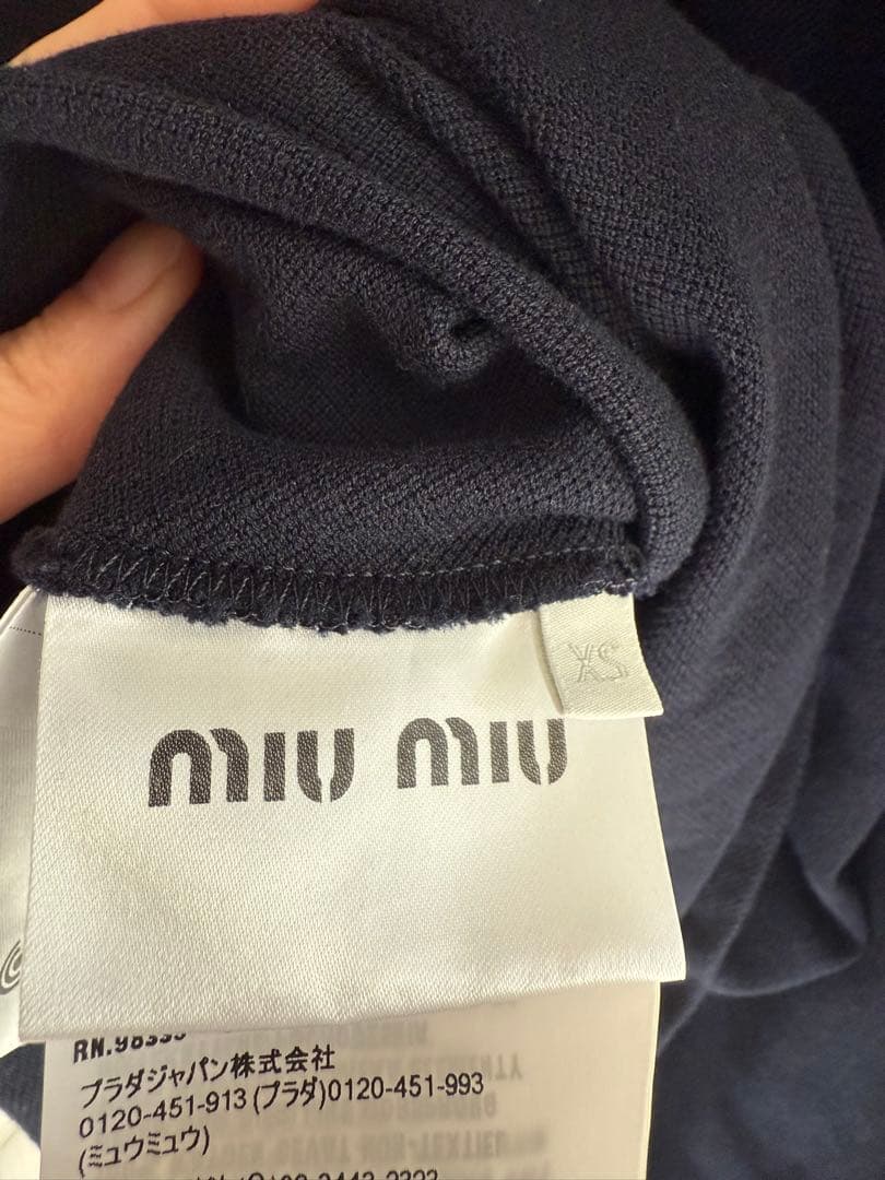 miumiu ネイビー 長袖ポロシャツ