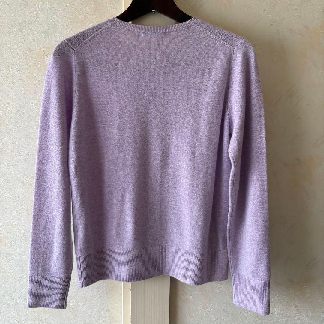 高島屋　Takashimaya カシミヤ100%カーディガン　ラベンダー色　L