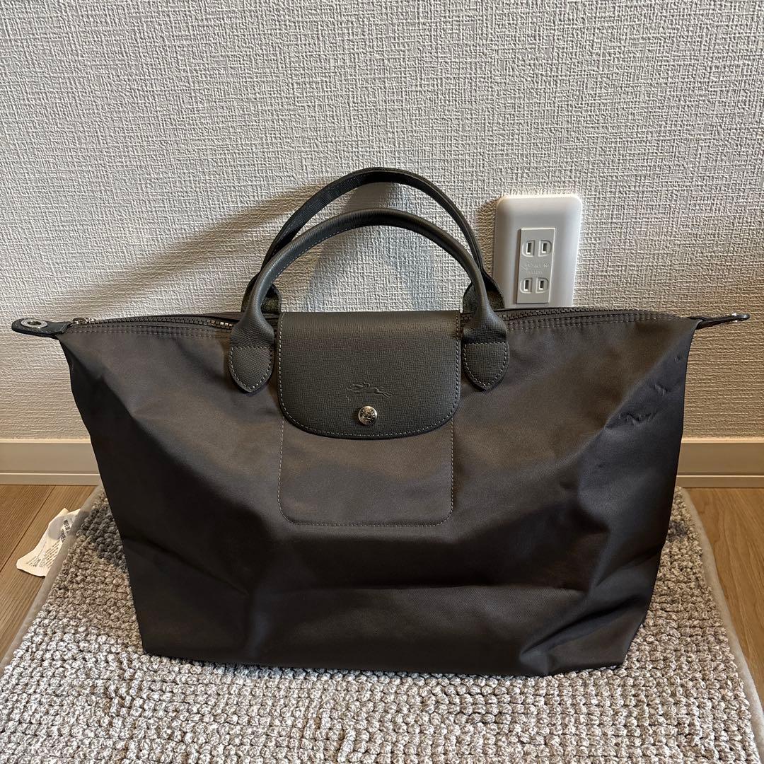 ⭐︎はっち　正規品！ロンシャン　ボストンバッグ　濃いグレー色