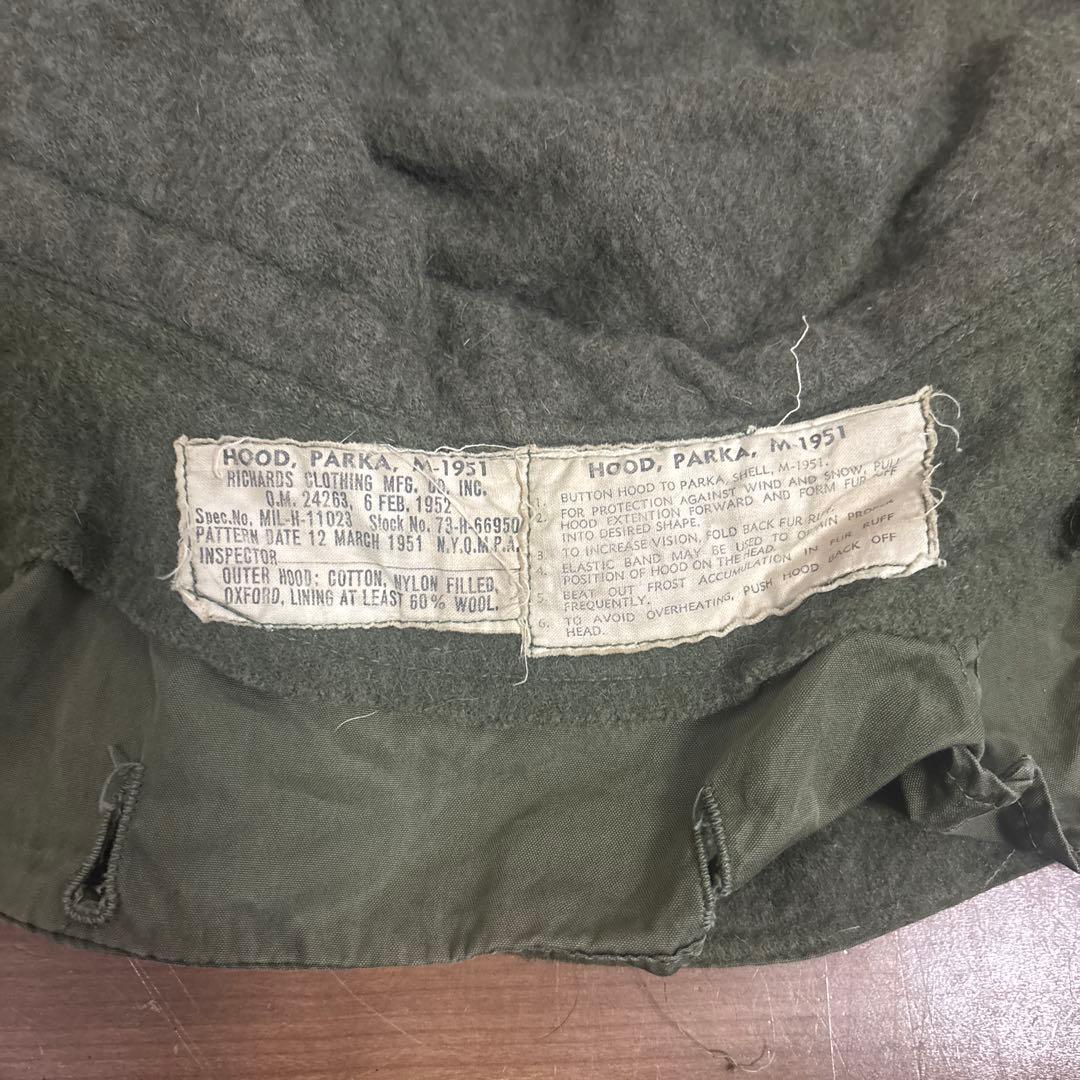 50s 米軍　実物　M51フード　M1951 PARKA コヨーテファ　⑩
