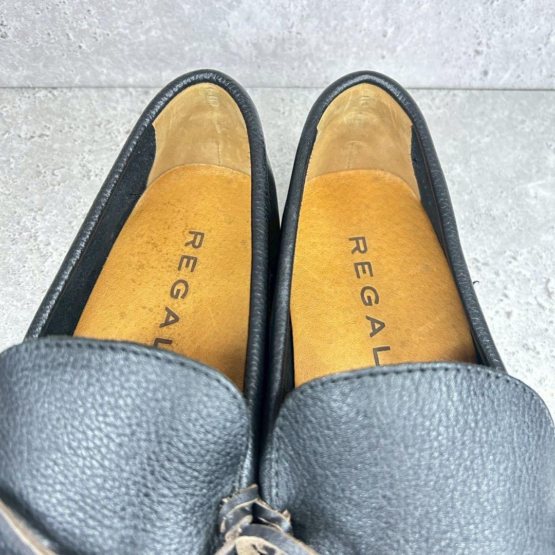 【袋付 美品】REGAL モカシン デッキシューズ シボ革 555R