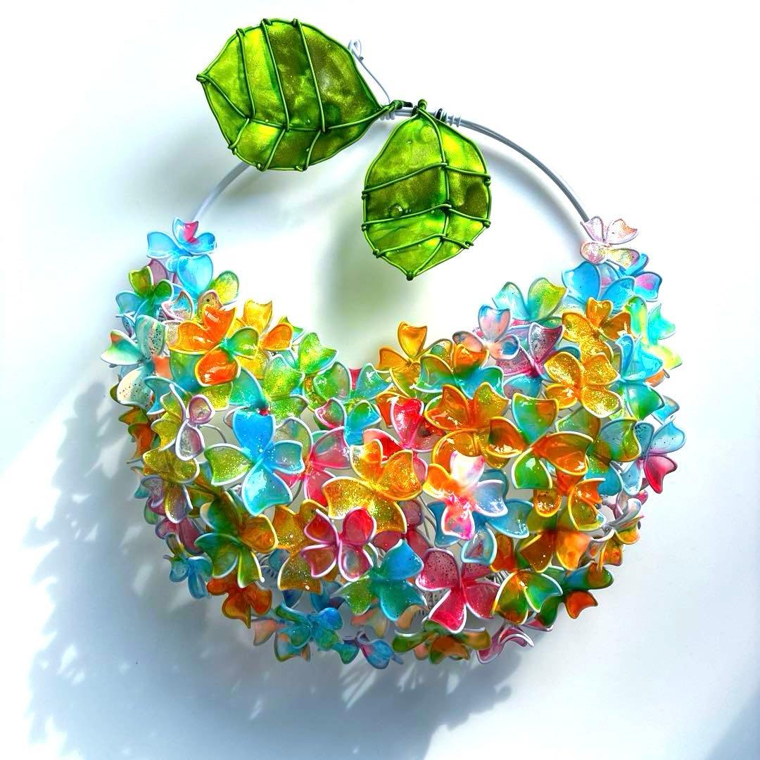 一点物　キャンディポップ紫陽花リース　ワイヤークラフト　ディップアート