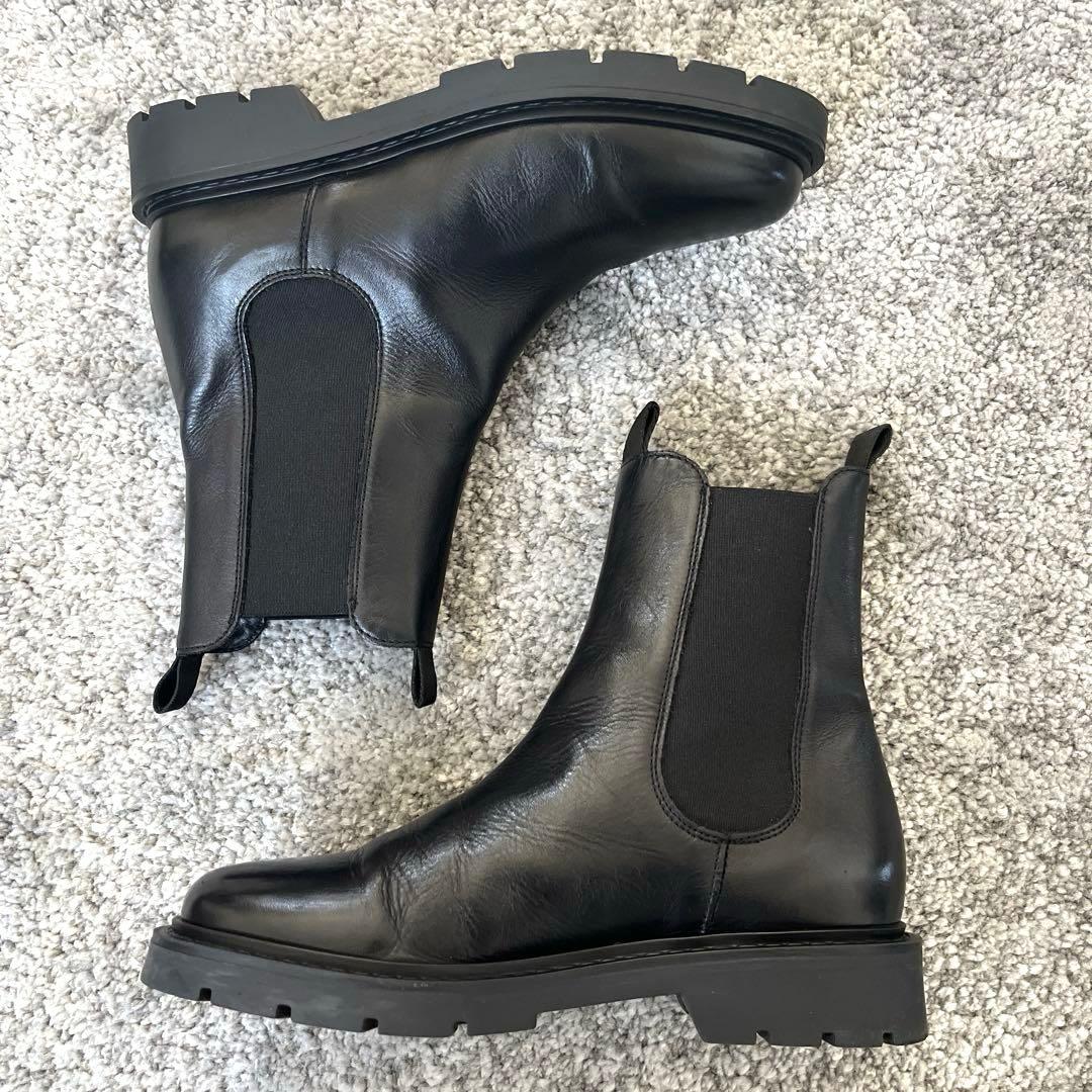 【美品】CARMENS カルメンズ　レザー サイドゴアブーツ 黒　23.5